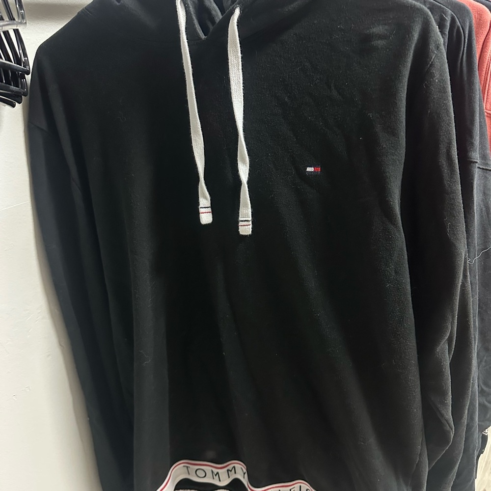 Tommy Hilfiger Black Hoodie with White Accents